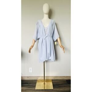 VTG SAKOWITZ Blanche By Ralph Montenero Slip Nightgown & Robe Set Blue Sz L NEW